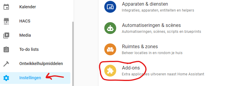 Add-ons installatie Home Assistant