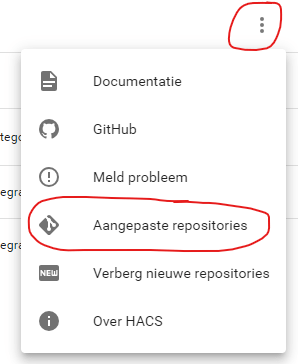 HACS aangepaste repositories