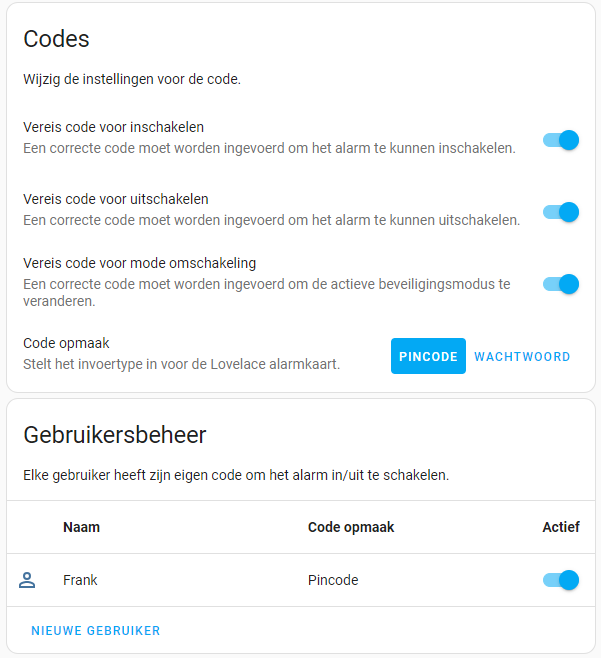 Home Assistant Alarmo Codes