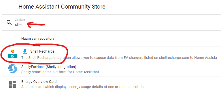 Shell Recharge Home Assistant integratie